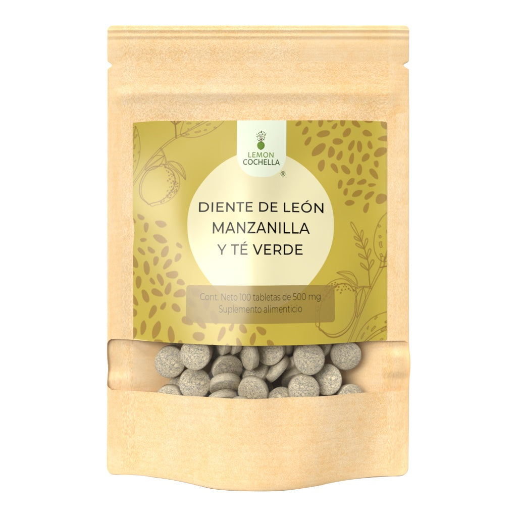 TÉ DIENTÉ DE LEÓN TÉ VERDE Y MANZANILLA 100 TABS LEMON COCHELLA